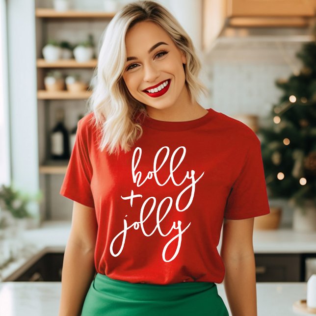 Camiseta Holly Jolly Modern Cute Script Bold Holiday (Subido por el creador)