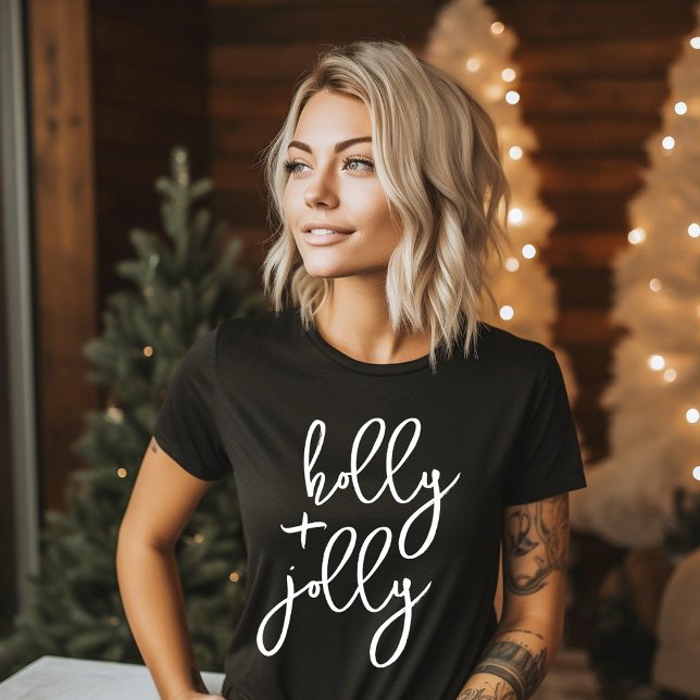 Camiseta Holly Jolly Modern Cute Script Bold Holiday (Subido por el creador)