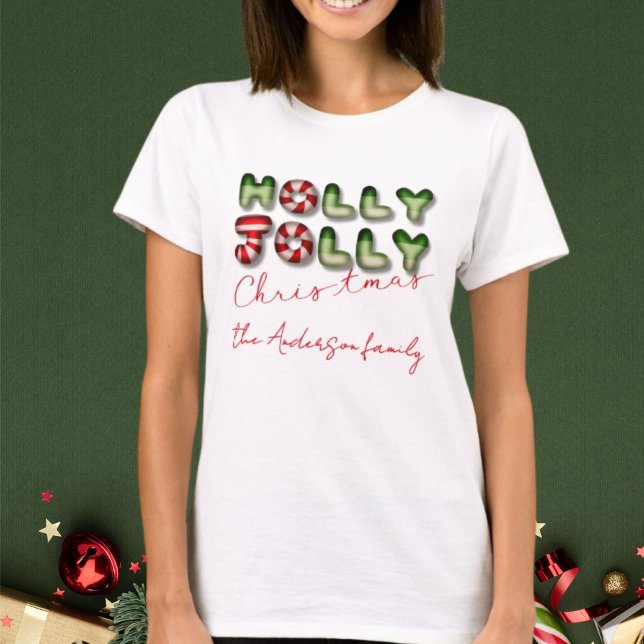 Camiseta Holly Jolly Navidades familia de emparejamiento óp (Subido por el creador)