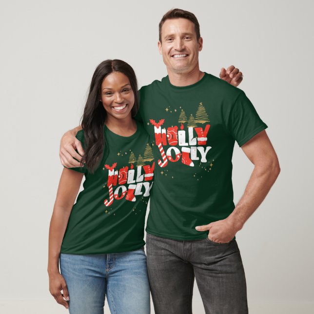 Camiseta Holly Jolly Red White Gold Navidades Winter (Unisexo)