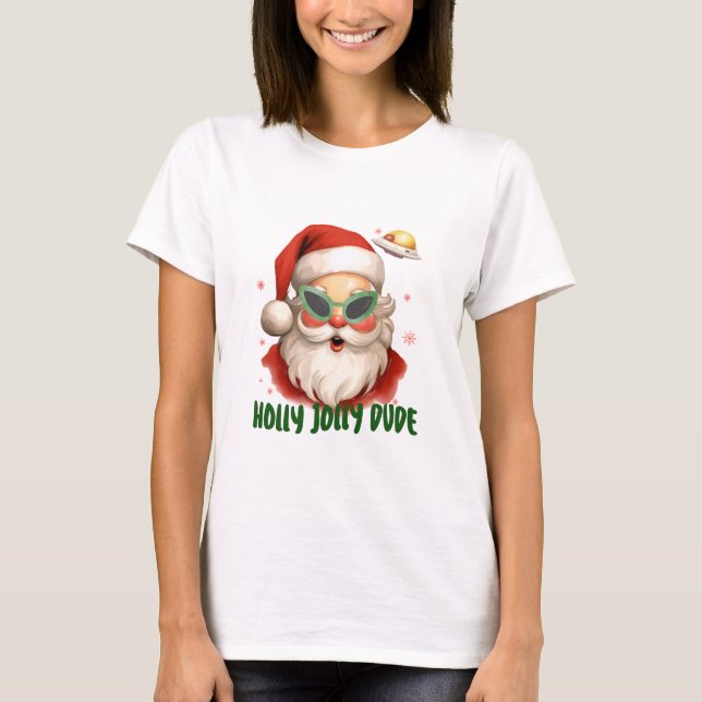 Camiseta Holly Jolly Santa y OVNI (Anverso)