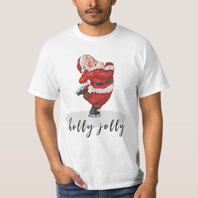 Camiseta Holly Jolly Skating Santa T-Shirt (Anverso)