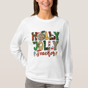 Camiseta Holly Jolly Teacher Navidades Holidays Typography