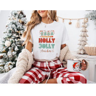 Camiseta Holly Jolly Teacher Retro Navidades
