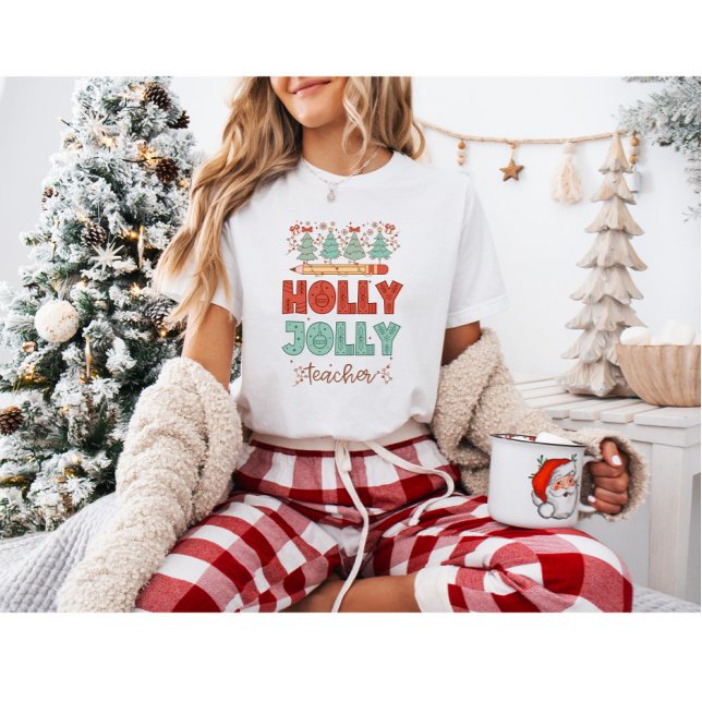 Camiseta Holly Jolly Teacher Retro Navidades (Subido por el creador)