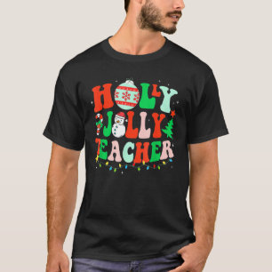 Camiseta Holly n Jolly Santa Navidades Teacher Life Cute Xm
