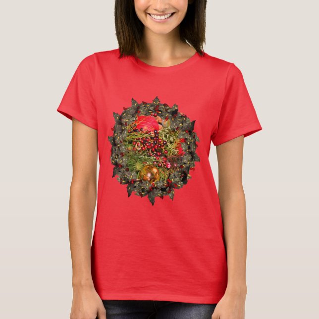Camiseta Holly Wreath Navidades Holiday (Anverso)