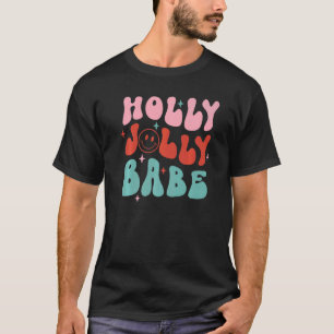 Camiseta Holly Xmas Jolly Baby Smiling Groovy Retro Christm