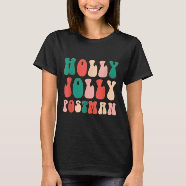 Camiseta Holly Xmas Jolly Stman Retro Groovy Navidades Paja (Anverso)