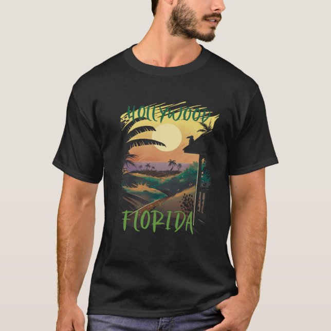 Camiseta Hollywood Palm trees Florida Vacation Beach Ocean (Anverso)