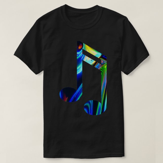 Camiseta Holografía de la música arcoiris Nota Holográfica (Diseño del anverso)