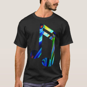Camiseta Holografía de la música arcoiris Nota Holográfica