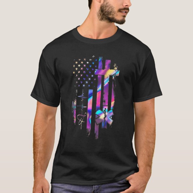 Camiseta Holograma de la bandera estadounidense de Emt Hear (Anverso)