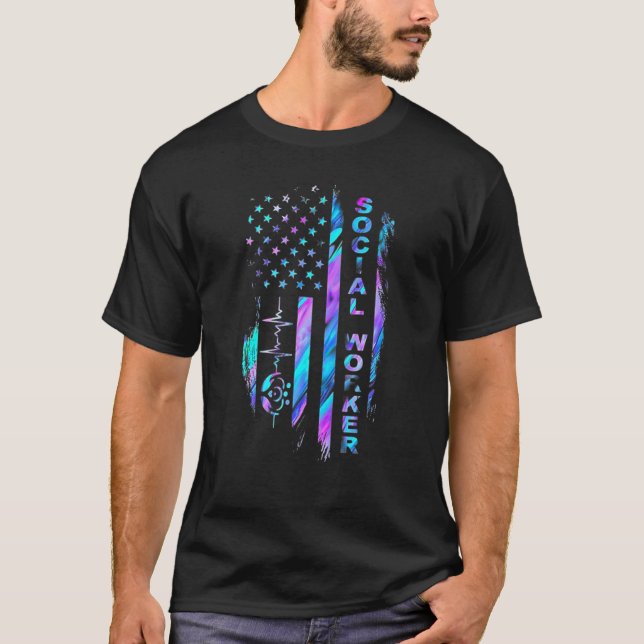 Camiseta Holograma de la bandera estadounidense del latido  (Anverso)