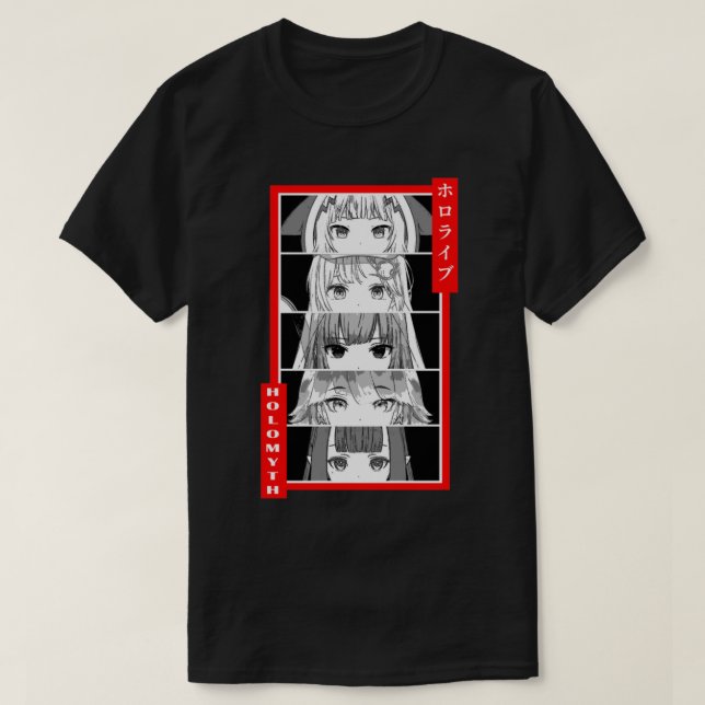 Camiseta Hololiva EN Holomyth Panel negro _amp_ blanco (Diseño del anverso)