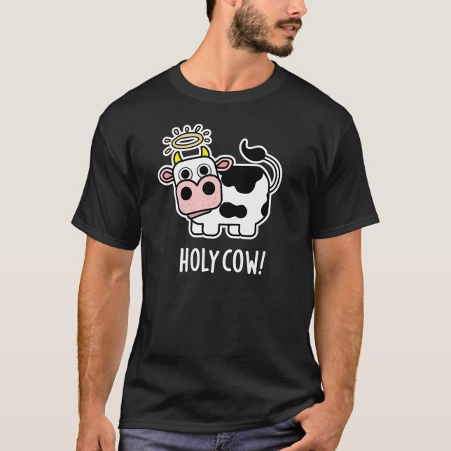 Camiseta Holy Cow Funny Animal Pun Dark BG (Anverso)