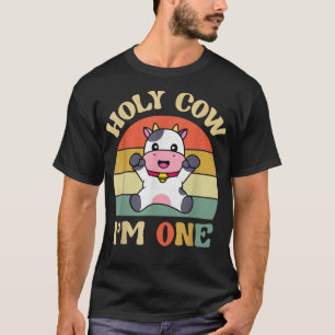 Camiseta Holy Cow Im One Cute Vintage Farm Animal Theme 1st