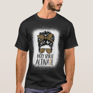 Camiseta Holy Spirit Activate Black Mom Leopard Messy Bun B