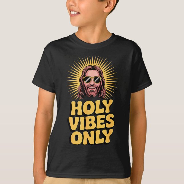 Camiseta Holy Vibes Only Funny Jesus Religious Christian Fa (Anverso)