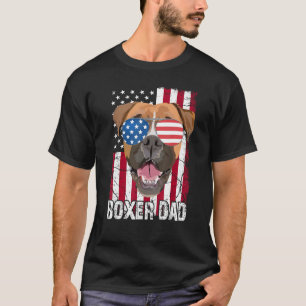 Camiseta Hombre 4 de julio Boxer Dog Dad Day USA Fla
