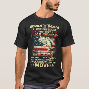 Camiseta Hombre Ama Pescar Cerveza Libertad Familia arma no