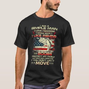 Camiseta Hombre Ama Pescar Cerveza Libertad Familia Armas A