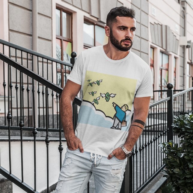 Camiseta Hombre Apuntando Al Dinero Con Alas (Subido por el creador)