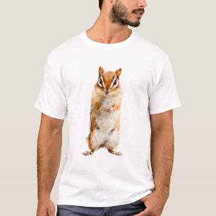 Camiseta Hombre Ardilla Dibujado a Mano de Pie Alerta