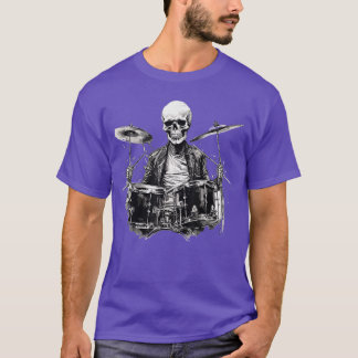 Camiseta Hombre baterista esqueleto Rock And Roll Rock On K