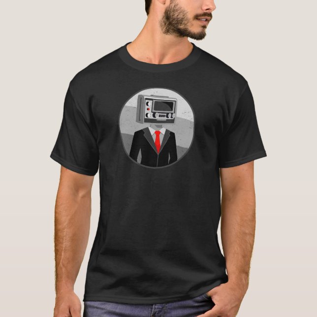 Camiseta Hombre Bien Vestido Con Cabeza De Radio (Anverso)
