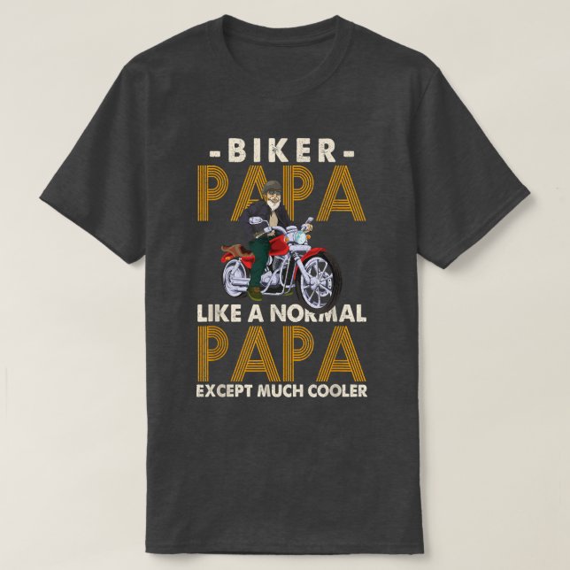 Camiseta Hombre Biker Papa Como Un Papa Normal Espera Mucho (Diseño del anverso)