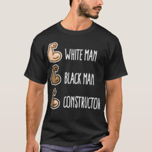 Camiseta Hombre blanco hombre negro constructor biceps fitn