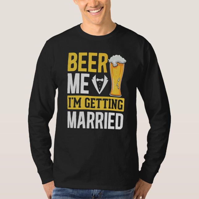 Camiseta Hombre Boda Novio Bebiendo Cerveza Matrimonio Desp (Anverso)