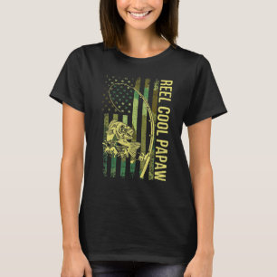 Camiseta Hombre Carrete Genial Papá Bandera Americana Pesca