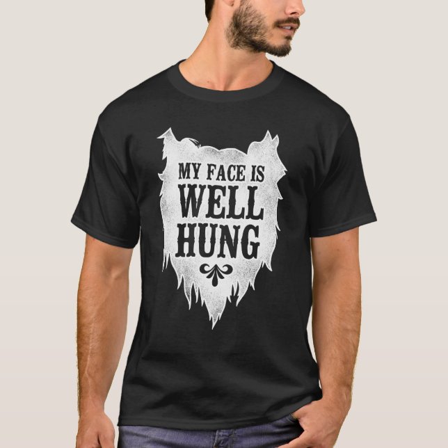 Camiseta Hombre Con Barba Mi Cara Está Bien Colgada 1 (Anverso)