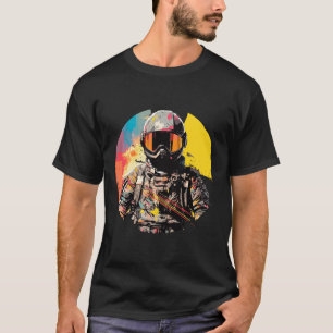 Camiseta Hombre con casco personaje de videojuego futurista