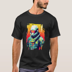 Camiseta Hombre con casco personaje de videojuego futurista