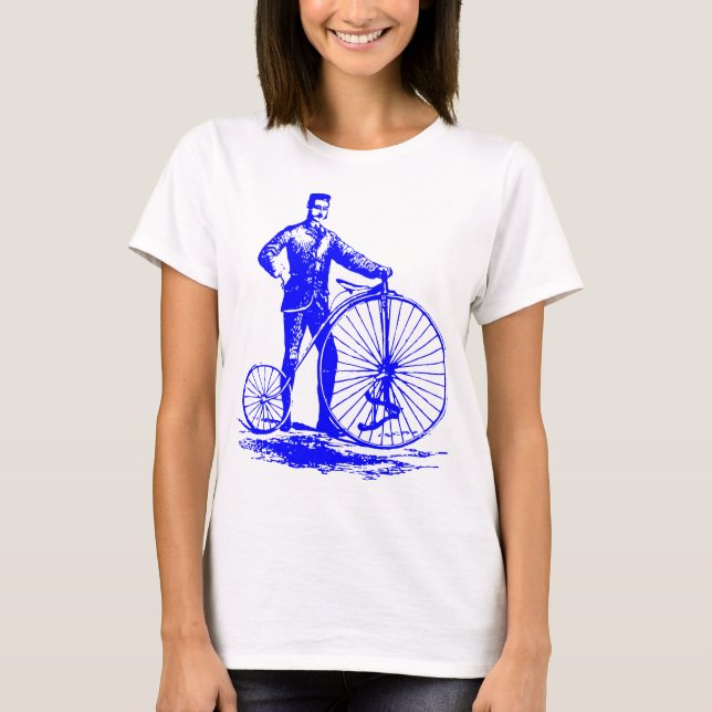 Camiseta Hombre con Penny Farthing - Azul (Anverso)