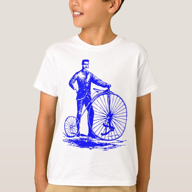 Camiseta Hombre con Penny Farthing - Azul (Anverso)