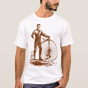 Camiseta Hombre con Penny Farthing - Marrón Nogal
