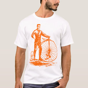 Camiseta Hombre con Penny Farthing - Naranja