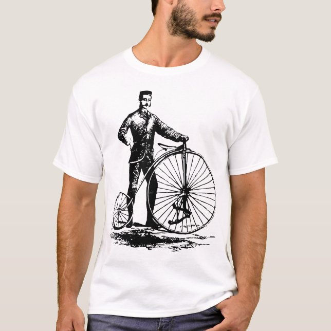 Camiseta Hombre con Penny Farthing - Negro (Anverso)