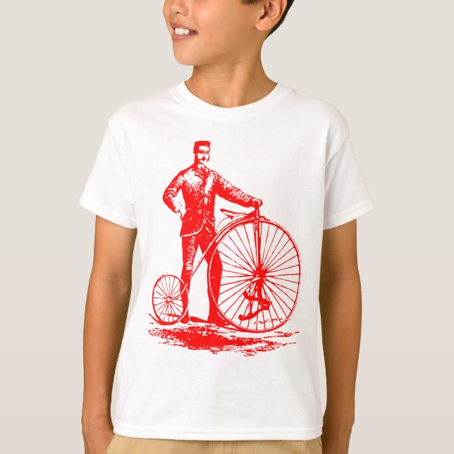 Camiseta Hombre con Penny Farthing - Rojo (Anverso)
