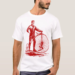 Camiseta Hombre con Penny Farthing - Rojo Ruby