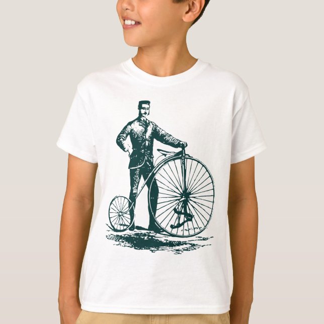 Camiseta Hombre con Penny Farthing - Verde oscuro (Anverso)