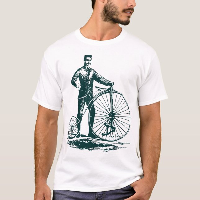 Camiseta Hombre con Penny Farthing - Verde oscuro (Anverso)