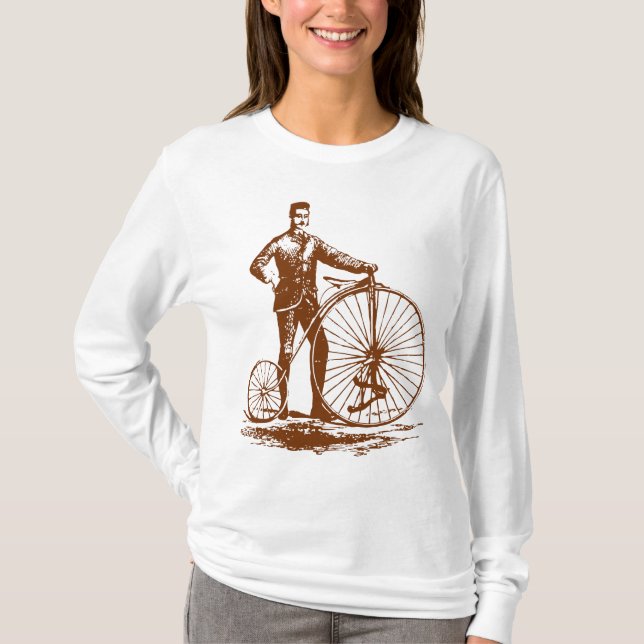 Camiseta Hombre con Penny Farthing - Walnut Brown (Anverso)