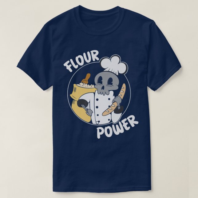 Camiseta Hombre con poder de harina en el trabajo horneando (Diseño del anverso)