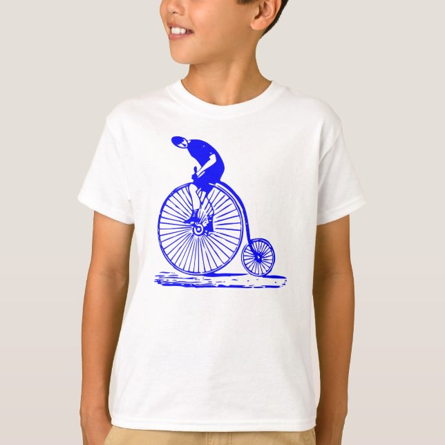 Camiseta Hombre con un penny Farthing - Azul (Anverso)