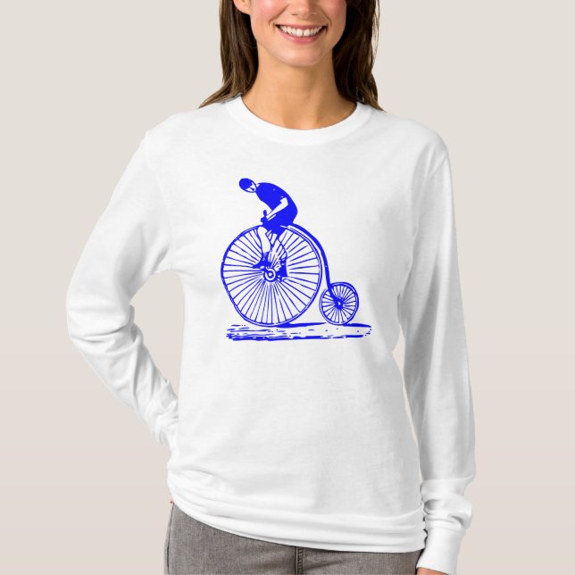 Camiseta Hombre con un penny Farthing - Azul (Anverso)